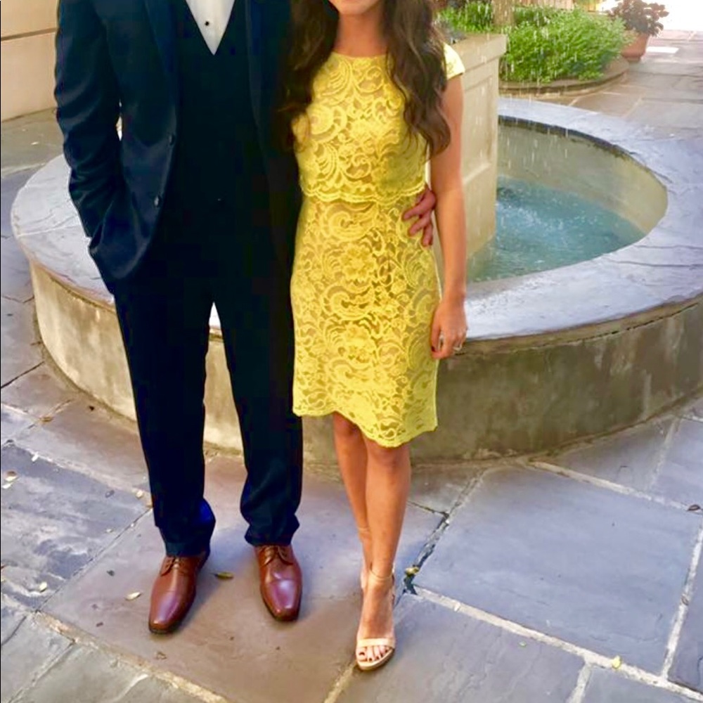 Yellow Lace Cocktail Dress Size 2